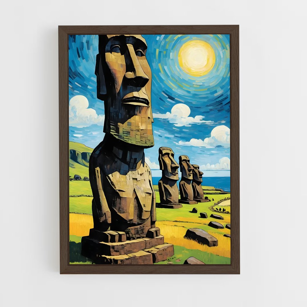 ap-easter island moai-9 cadre Bois foncé