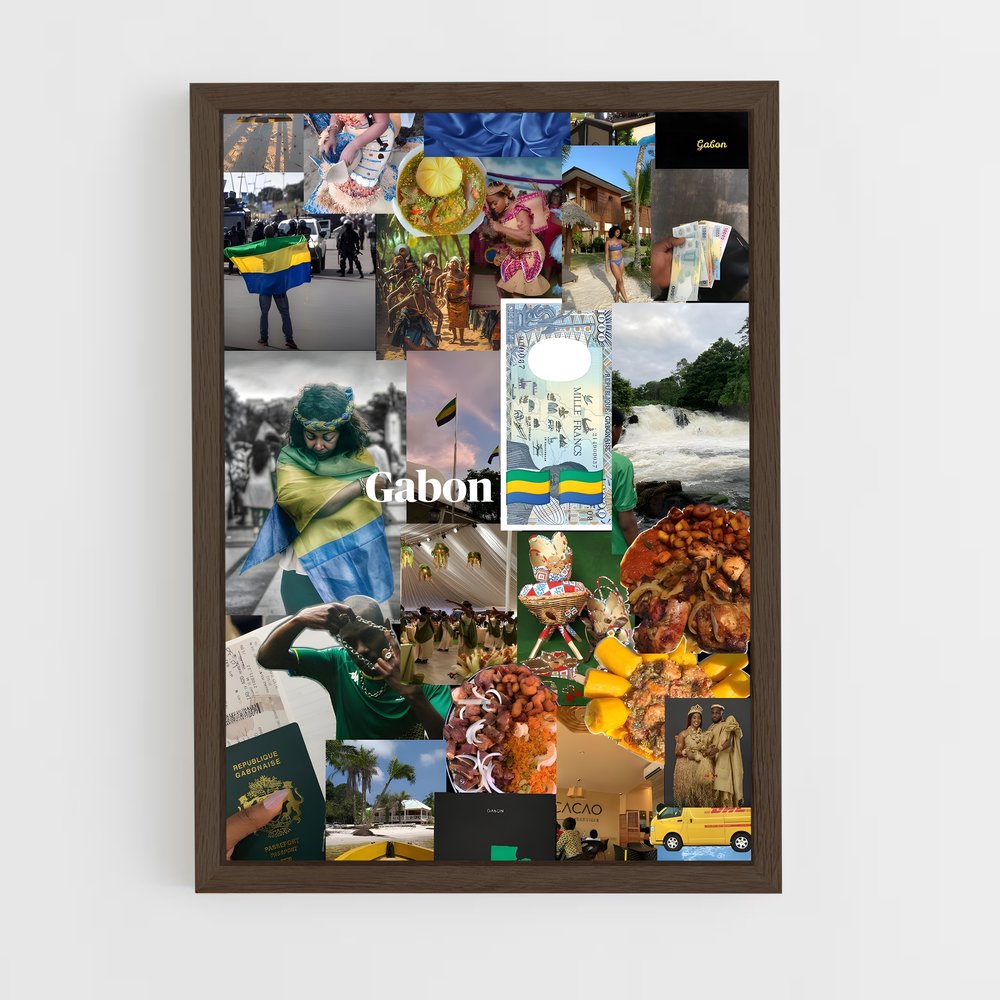ap-gabon flag-2 cadre Bois foncé
