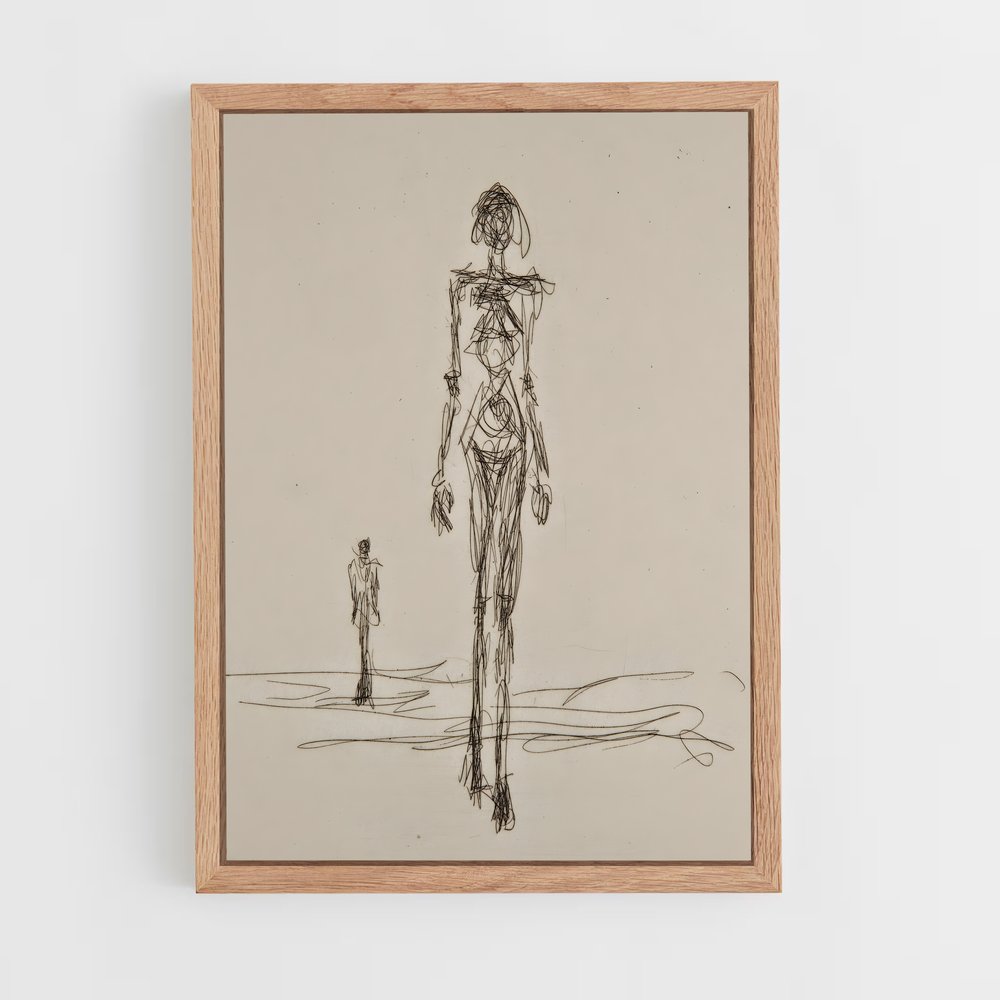 ap-giacometti pointing man-4 cadre Bois clair