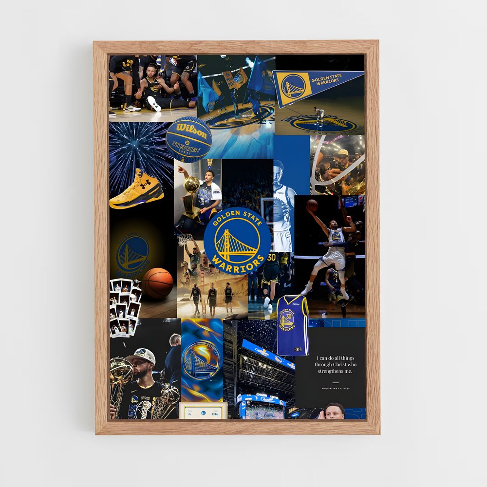ap-golden state warriors-3 cadre Bois clair