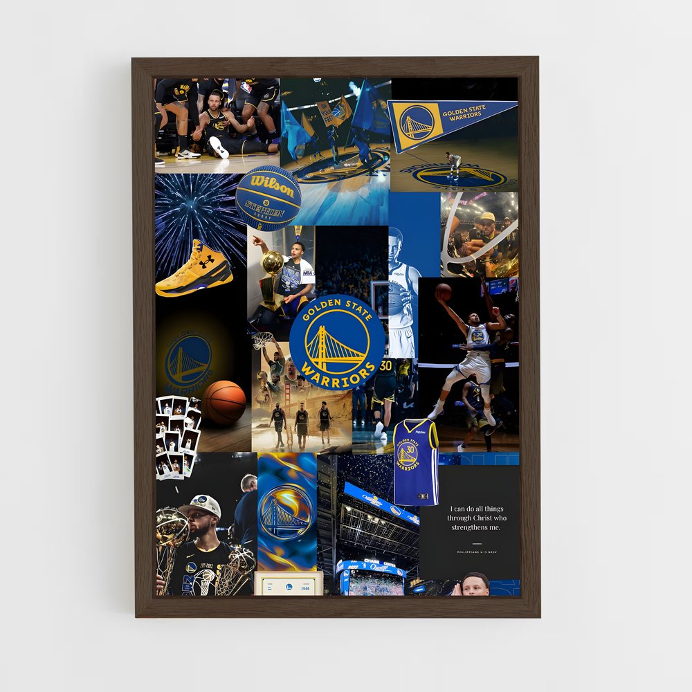 ap-golden state warriors-3 cadre Bois foncé