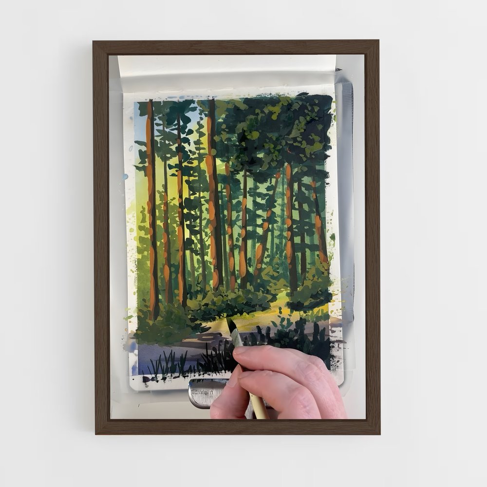ap-gouache-4 cadre Bois foncé