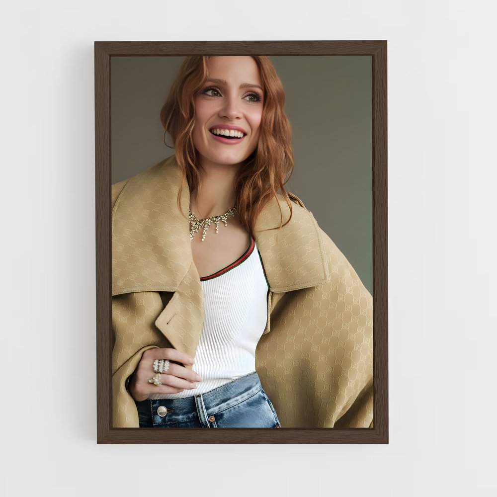 ap-jessica chastain-6 cadre Bois foncé