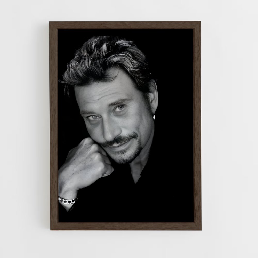 ap-johnny hallyday-2 cadre Bois foncé