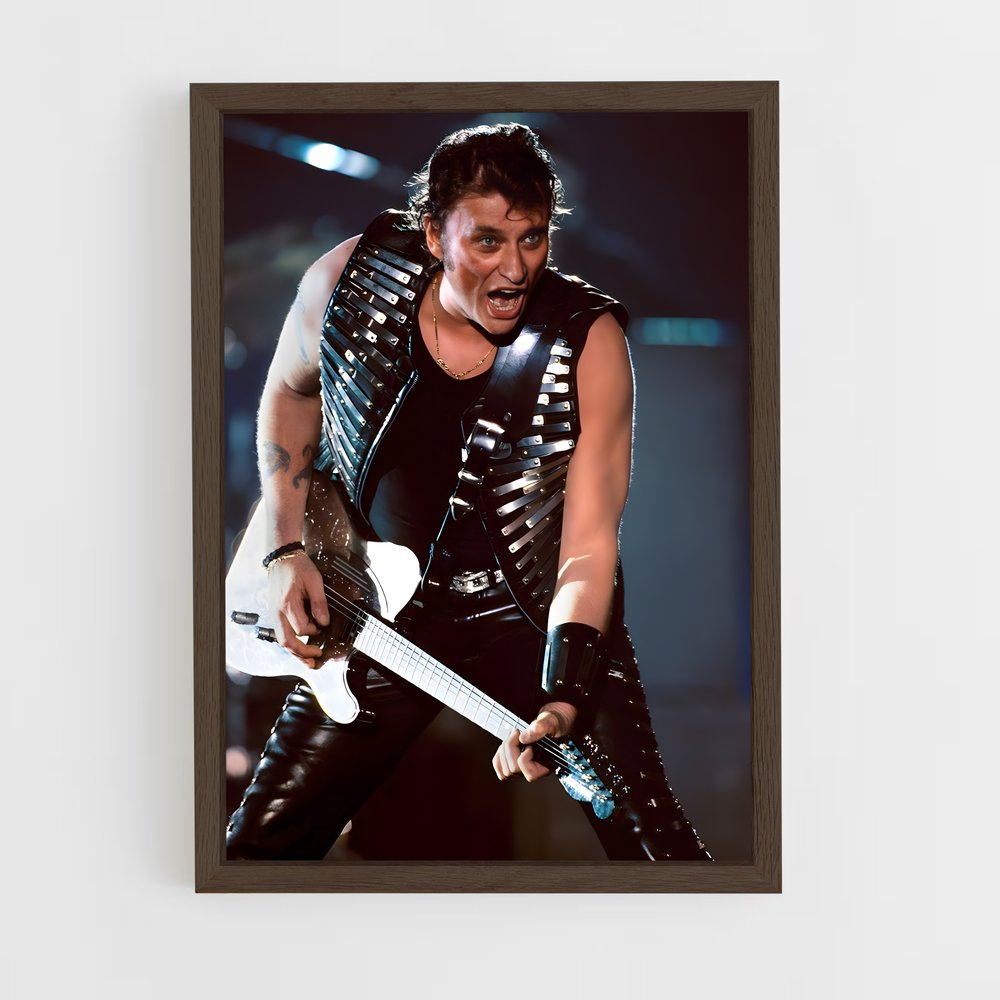 ap-johnny hallyday-4 cadre Bois foncé