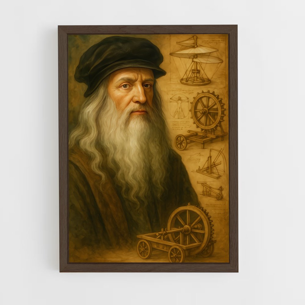 ap-leonardo da vinci-3 cadre Bois foncé