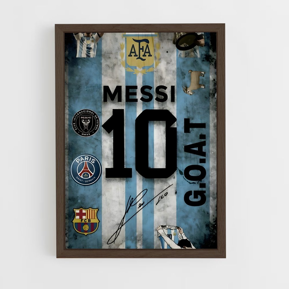 ap-lionel messi-14 cadre Bois foncé