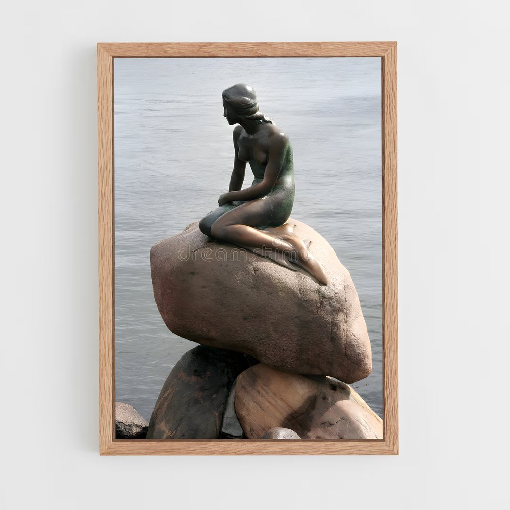 ap-little mermaid statue-1 cadre Bois clair
