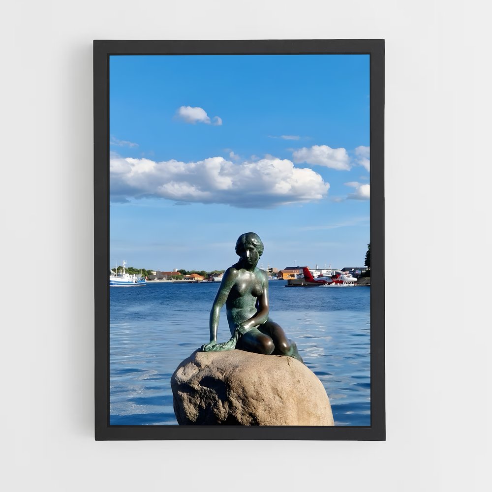 ap-little mermaid statue-2 cadre Noir