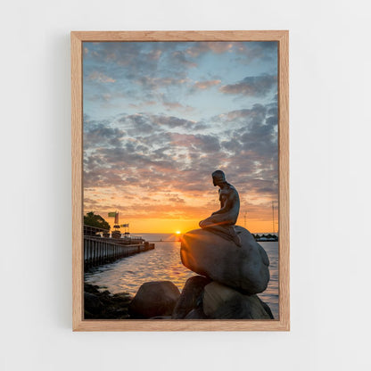 ap-little mermaid statue-4 cadre Bois clair