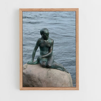 ap-little mermaid statue-6 cadre Bois clair