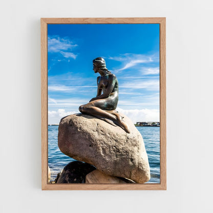 ap-little mermaid statue-7 cadre Bois clair