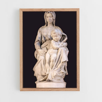 ap-madonna and child michelangelo-3 cadre Bois clair