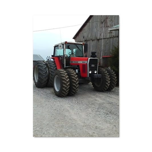 Poster Tracteur Rouge et Grange