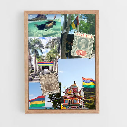 ap-mauritius flag-1 cadre Bois clair