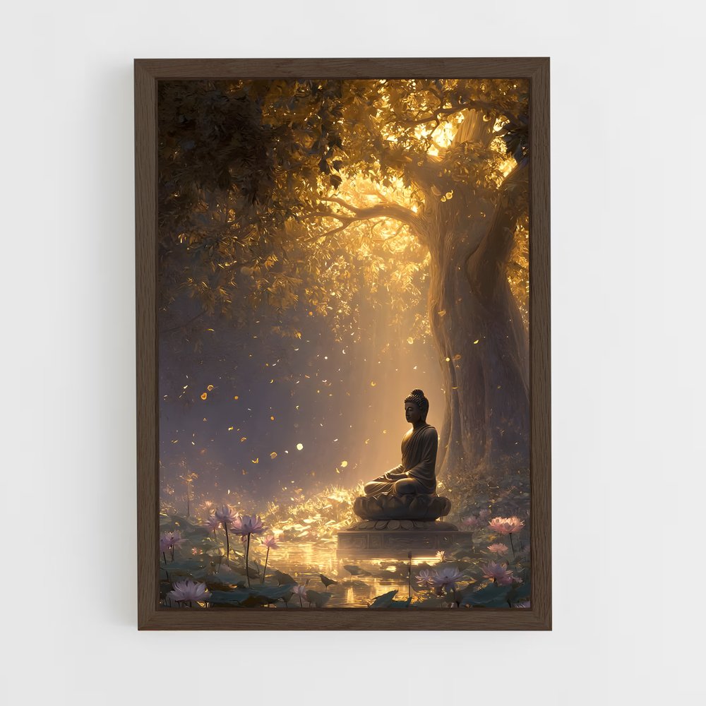 ap-meditation buddha-13 cadre Bois foncé