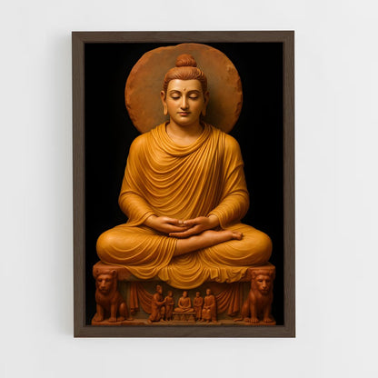 ap-meditation buddha-2 cadre Bois foncé