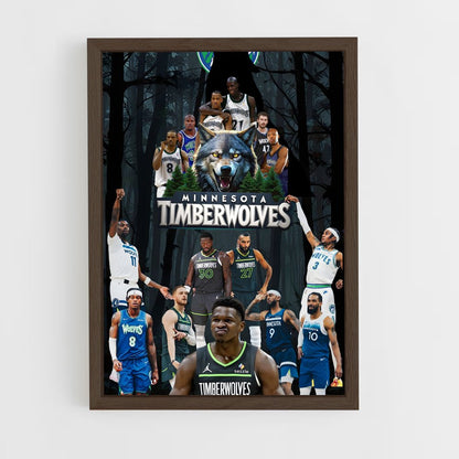 ap-minnesota timberwolves-7 cadre Bois foncé