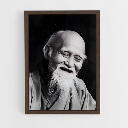ap-morihei ueshiba-2 cadre Bois foncé