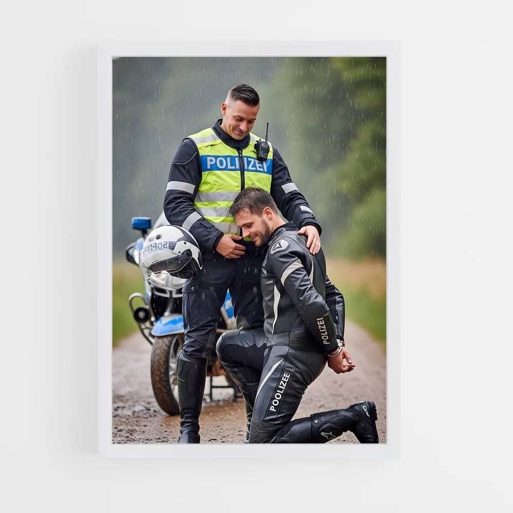 ap-motorcycle cop-4 cadre Blanc