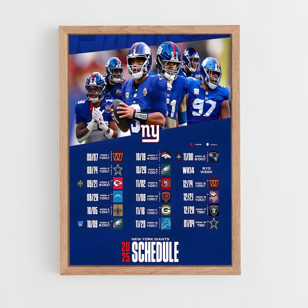 ap-new york giants-5 cadre Bois clair