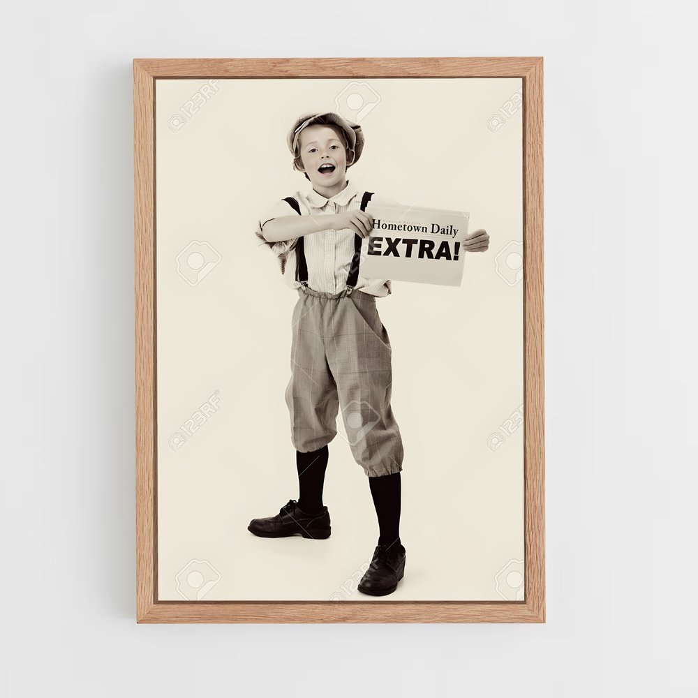 ap-newspaper boy-1 cadre Bois clair