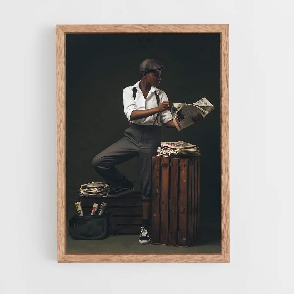 ap-newspaper boy-2 cadre Bois clair