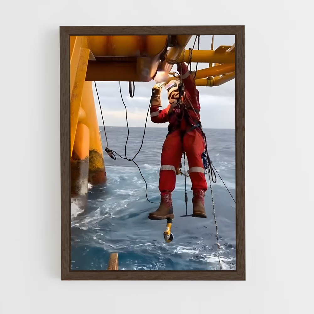 ap-oil rig worker-2 cadre Bois foncé