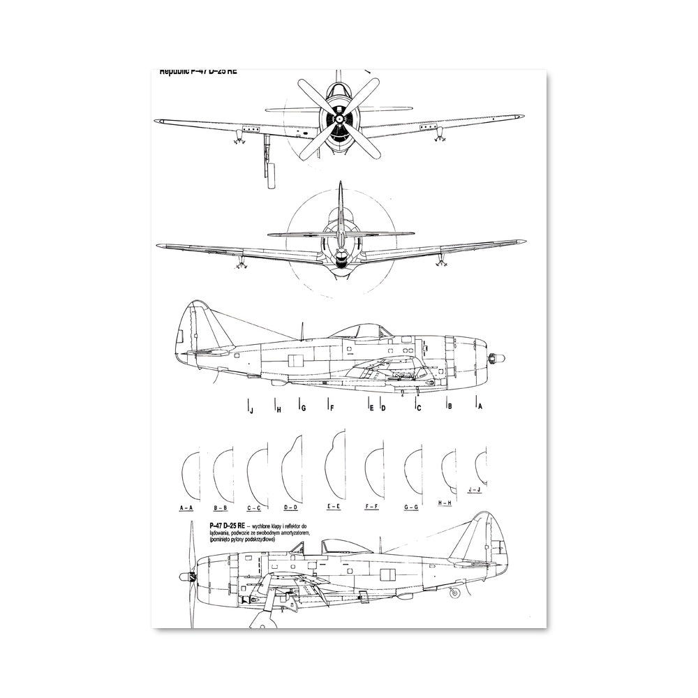 Poster Blueprint P-47