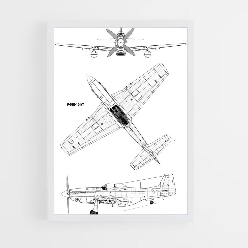 ap-p-51 mustang-2 cadre Blanc