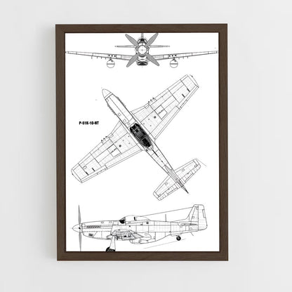 ap-p-51 mustang-2 cadre Bois foncé