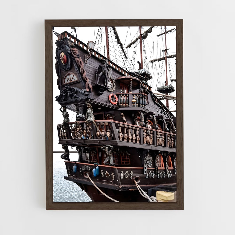 ap-pirate ship-3 cadre Bois foncé