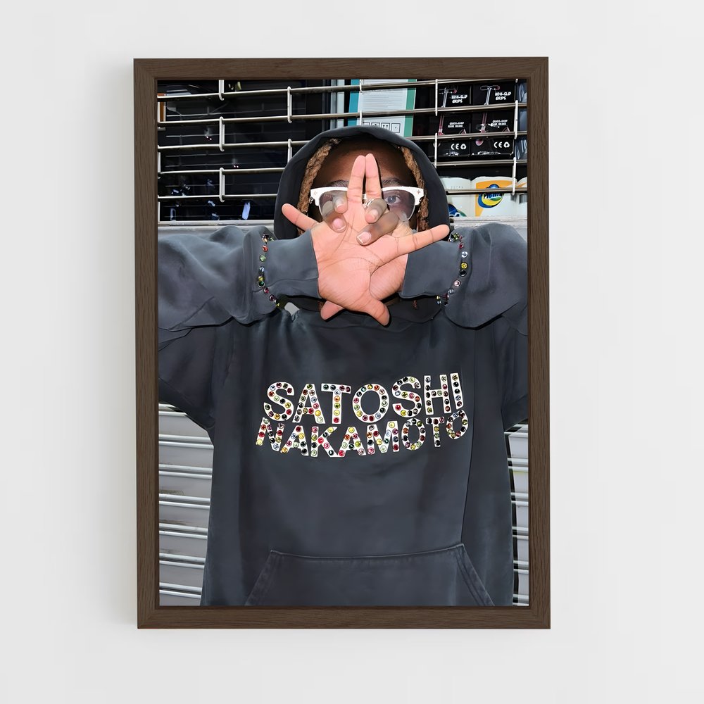 ap-satoshi nakamoto-1 cadre Bois foncé