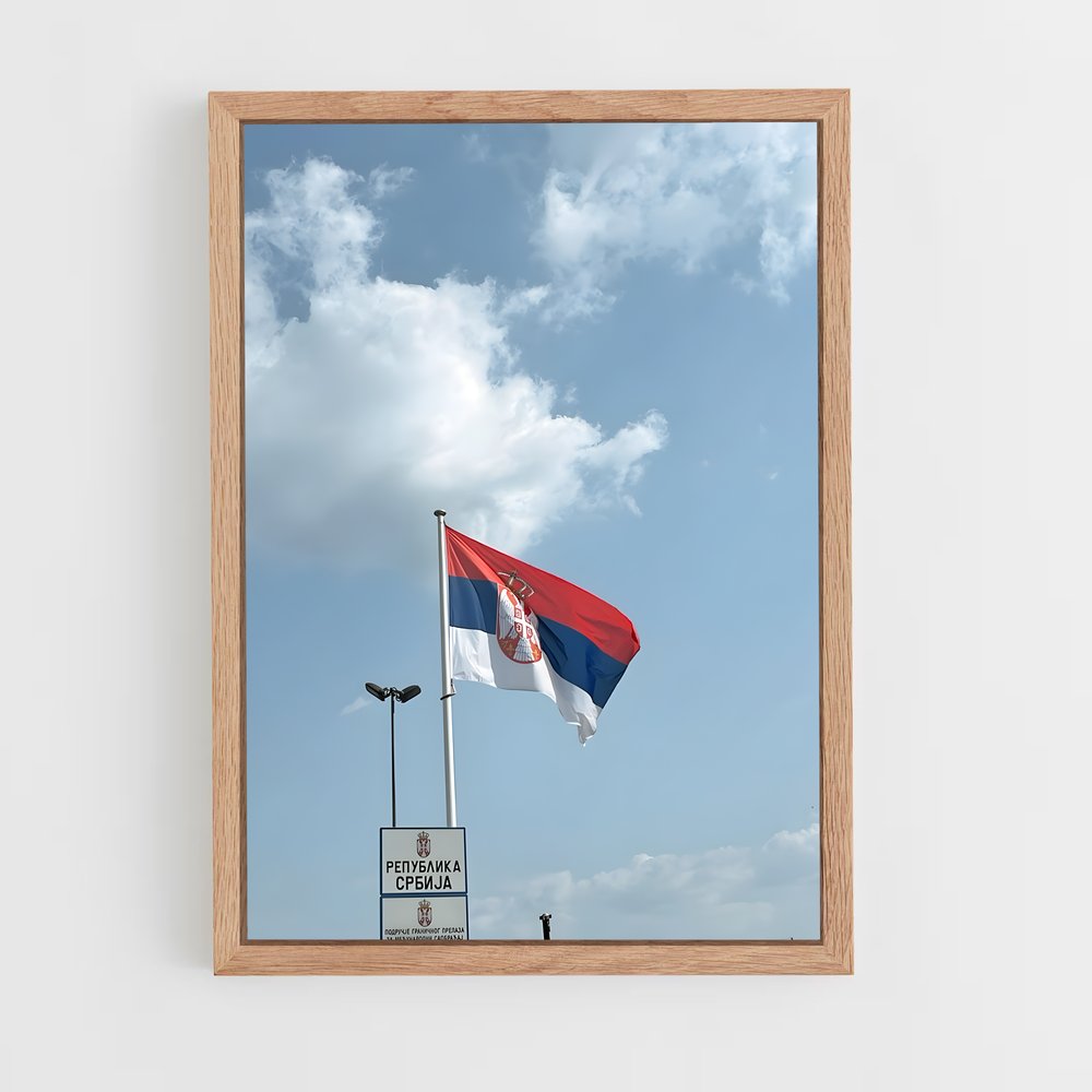 ap-serbia flag-3 cadre Bois clair