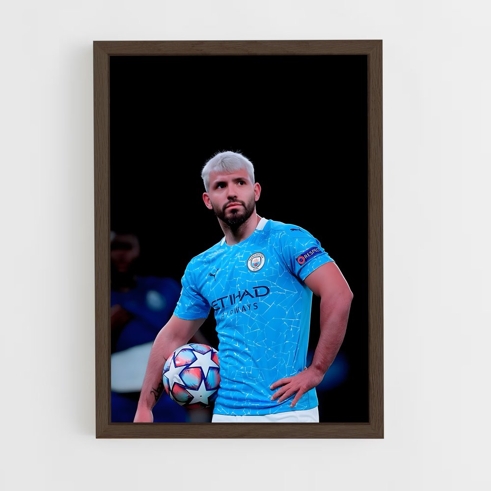 ap-sergio aguero-5 cadre Bois foncé