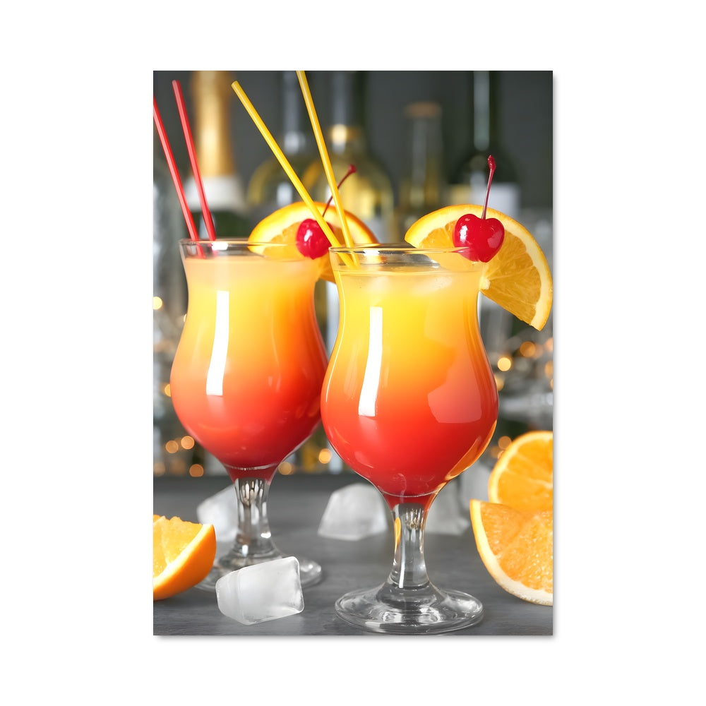 Poster Cocktails au Coucher de Soleil