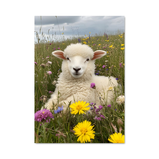 Poster Agneau en Fleurs