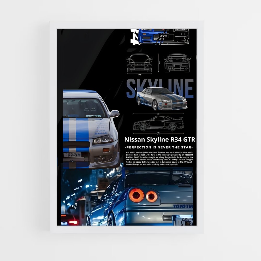ap-skyline gt-r r34-1 cadre Blanc