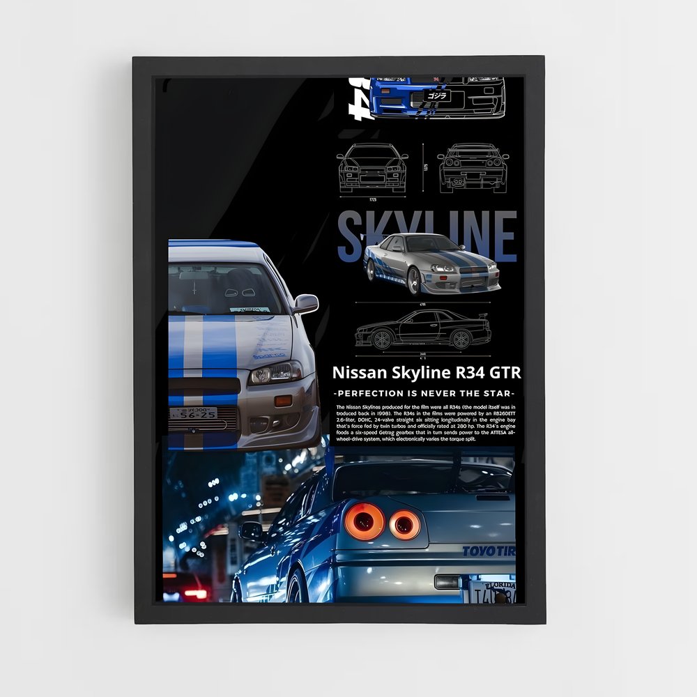 ap-skyline gt-r r34-1 cadre Noir