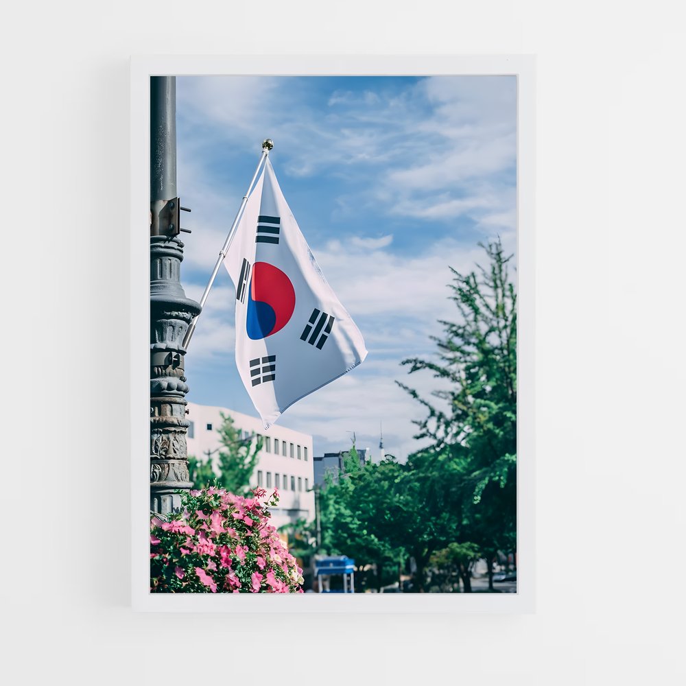 ap-south korea flag-4 cadre Blanc