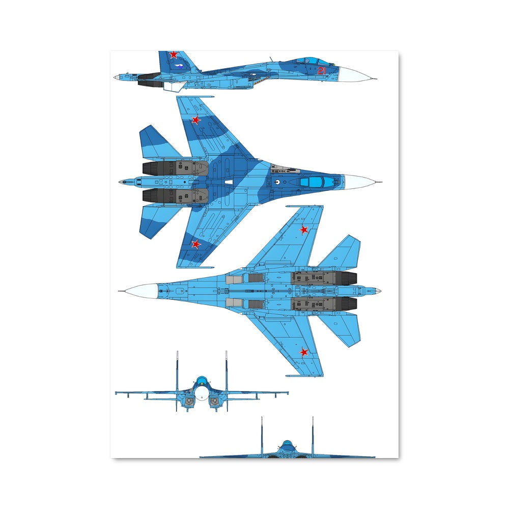 Poster Blueprint Su-27