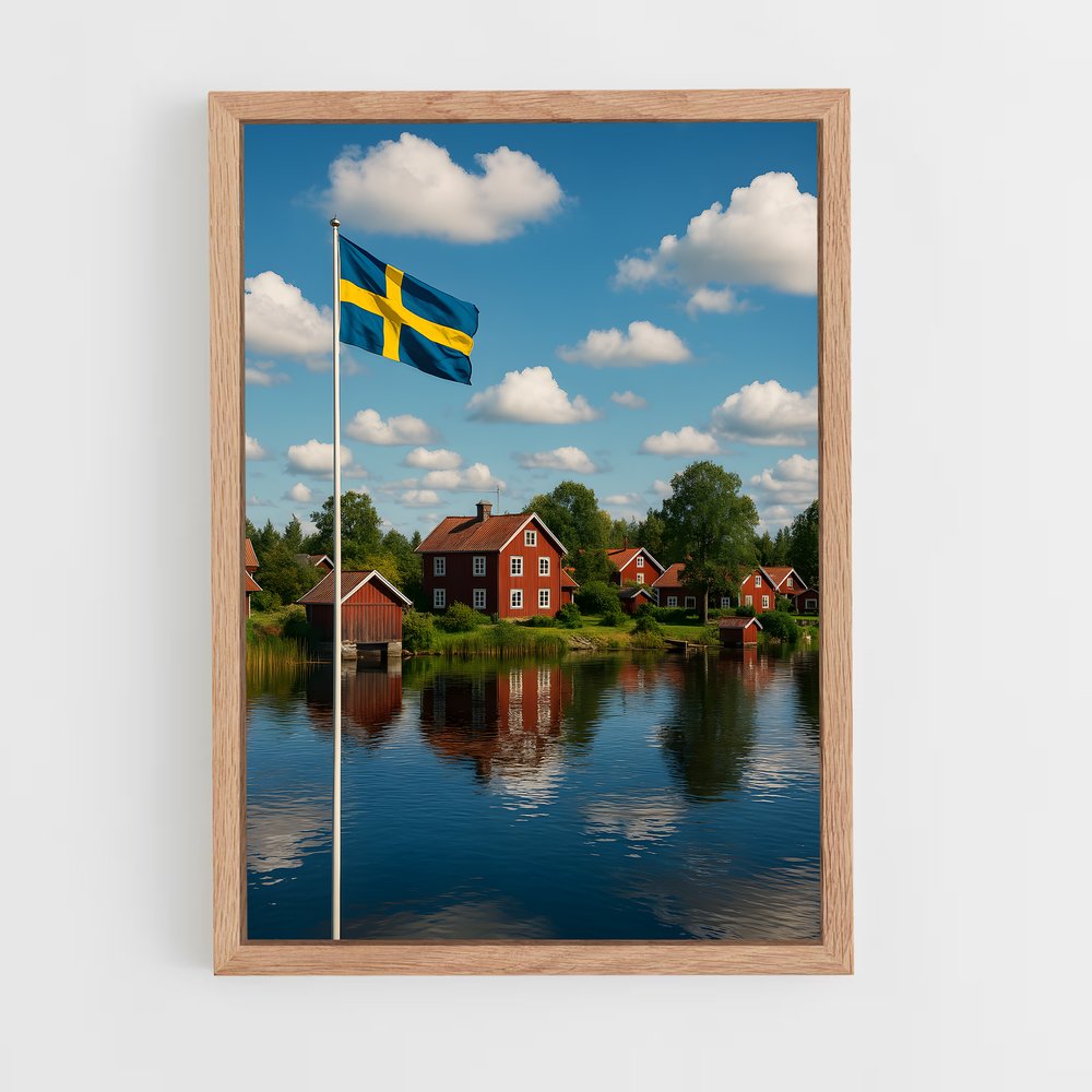 ap-sweden flag-3 cadre Bois clair