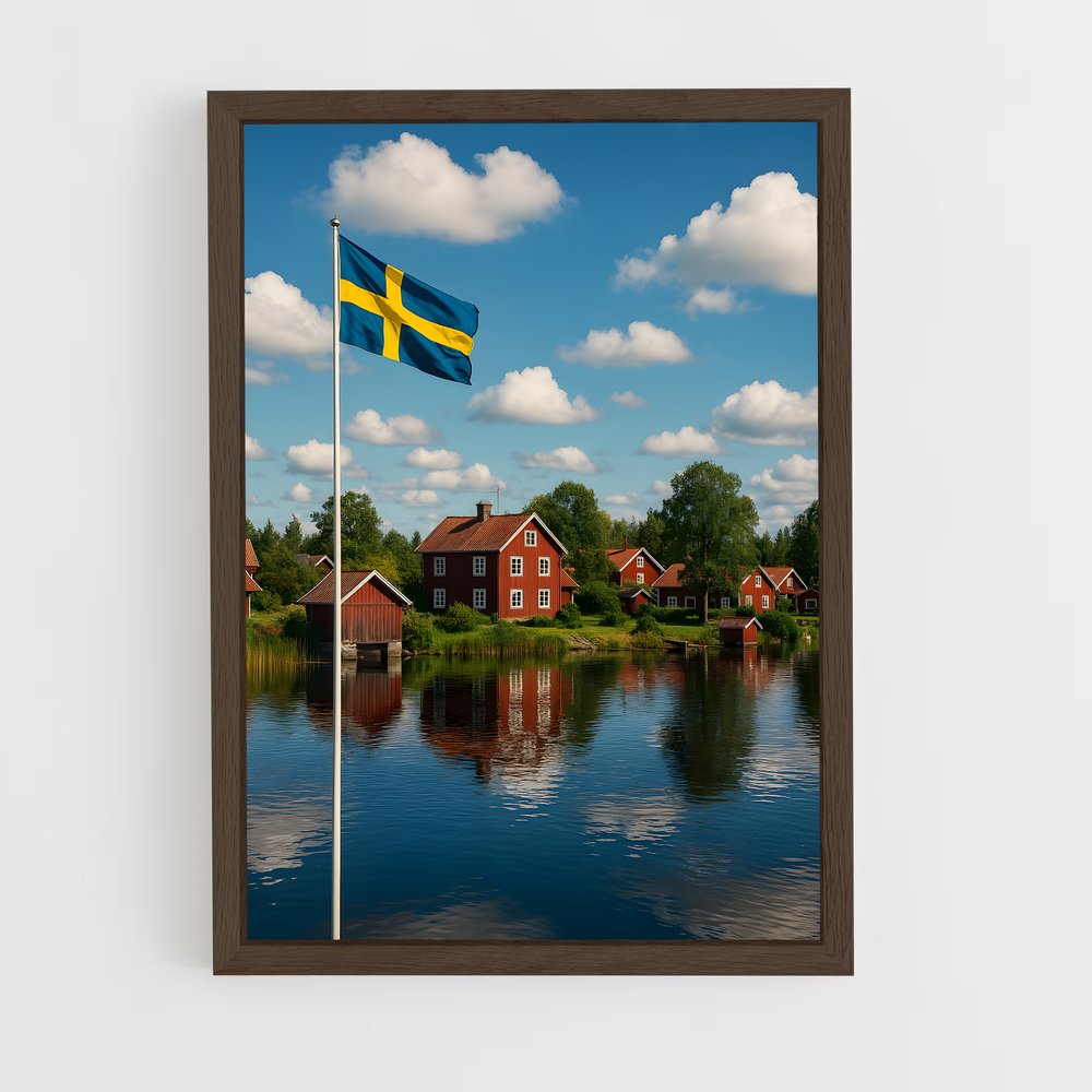 ap-sweden flag-3 cadre Bois foncé