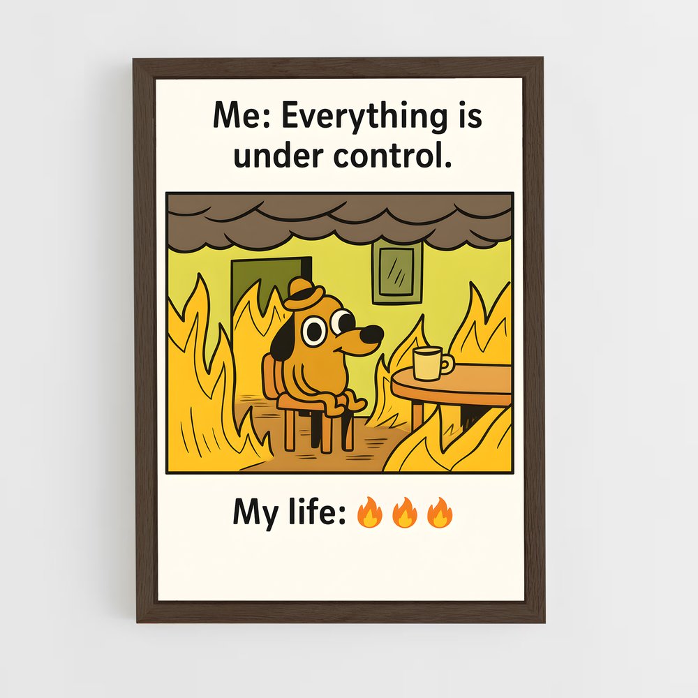 ap-this is fine-1 cadre Bois foncé