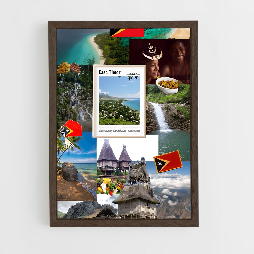 ap-timor leste flag-1 cadre Bois foncé