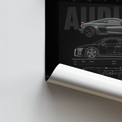 Poster Audi R8 Schaltplan