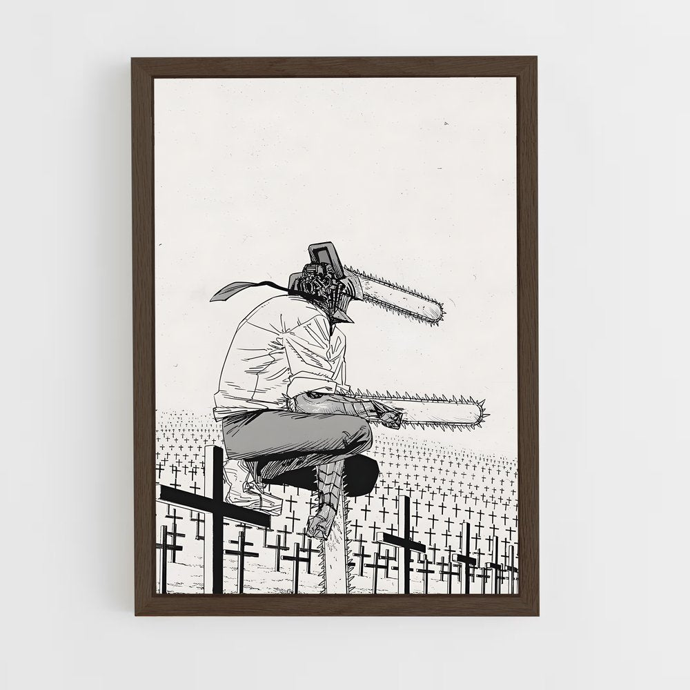 chainsaw-man-6 cadre Bois foncé