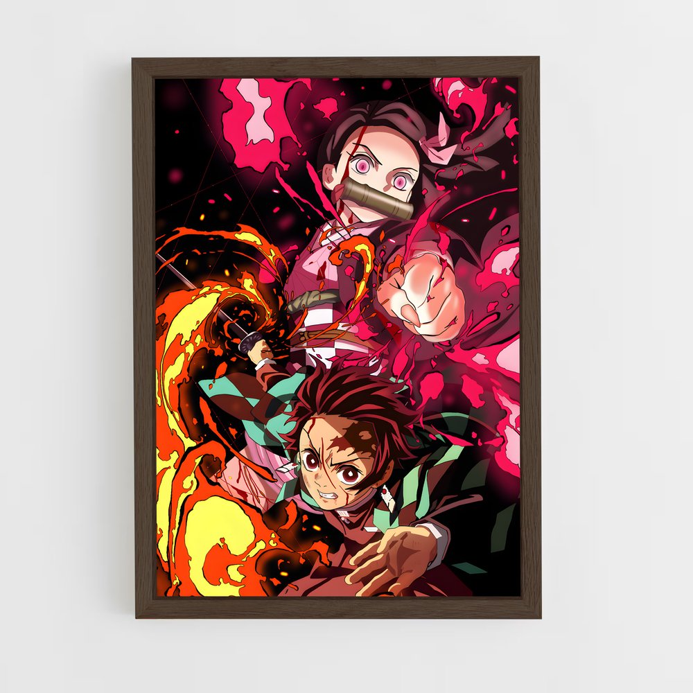 demon-slayer-8 cadre Bois foncé