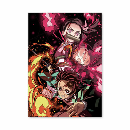 Poster Tanjiro Nezuko Attaque