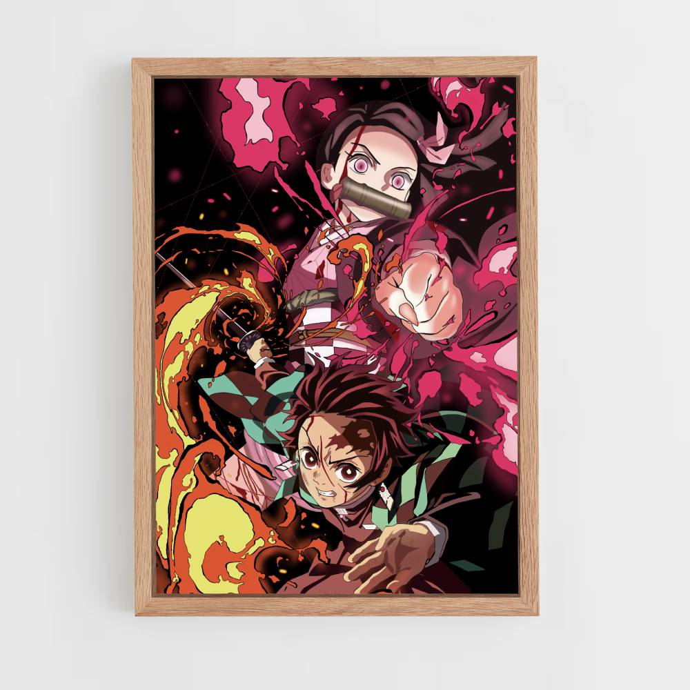 Poster Tanjiro Nezuko-Angriff